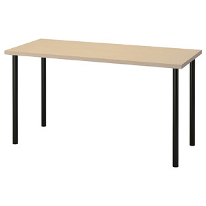 MÅLSKYTT / ADILS Desk, birch, black, 140x60 cm