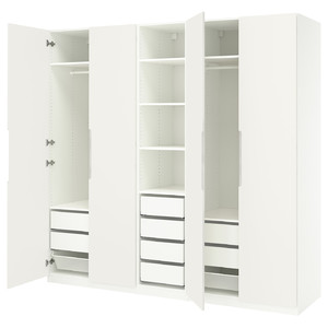 PAX / TONSTAD Wardrobe combination, white/off-white, 250x60x236 cm