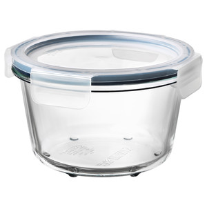 IKEA 365+ Food container with lid, round, glass, plastic, 14 cm