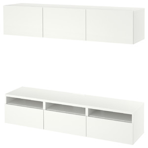 BESTÅ TV bench, white/Lappviken white, 180x42x185 cm