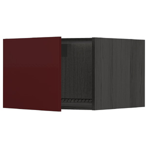 METOD Top cabinet for fridge/freezer, black Kallarp/high-gloss dark red-brown, 60x40 cm