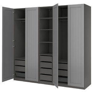 PAX / GULLABERG Wardrobe combination, dark grey/grey, 250x60x236 cm