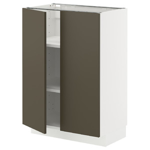 METOD Base cabinet with shelves/2 doors, white/Havstorp brown-beige, 60x37 cm