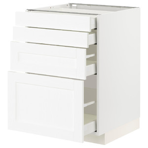 METOD / MAXIMERA Base cab 4 frnts/4 drawers, white Enköping/white wood effect, 60x60 cm