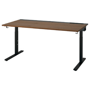 MITTZON Desk, walnut veneer/black, 160x80 cm