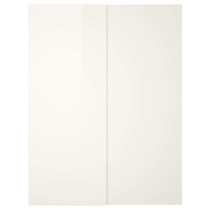 HASVIK Pair of sliding doors, high-gloss white, 150x236 cm