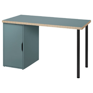 LAGKAPTEN / ALEX Desk, grey-turquoise/black, 120x60 cm