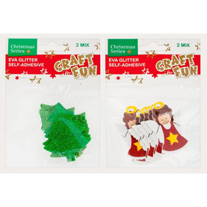 Christmas Decorations Eva Glitter Self-Adhesive Stickers, 1 set, assorted