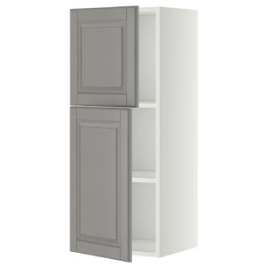 METOD Wall cabinet with shelves/2 doors, white/Bodbyn grey, 40x100 cm
