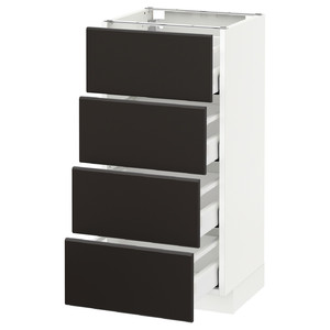 METOD / MAXIMERA Base cab 4 frnts/4 drawers, white, Kungsbacka anthracite, 40x37 cm