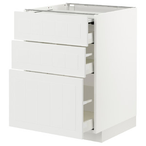 METOD / MAXIMERA Bc w pull-out work surface/3drw, white/Stensund white, 60x60 cm