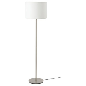 RINGSTA / SKAFTET Floor lamp, white, nickel-plated