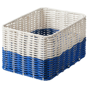 DJURTRÄNARE Basket, white/blue, 18x25x14 cm