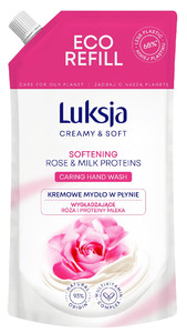 Luksja Creamy & Soft Softening Hand Wash Rose & Milk Proteins 93% Natural Vegan 400ml - Refill