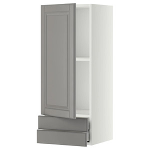 METOD / MAXIMERA Wall cabinet with door/2 drawers, white/Bodbyn grey, 40x100 cm