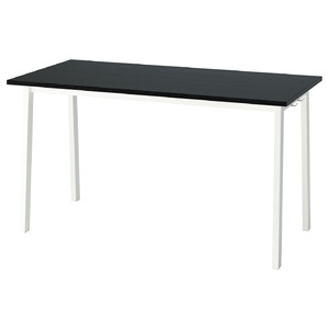 MITTZON Conference table, black stained ash veneer/white, 140x68x75 cm
