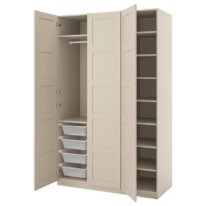 PAX / BERGSBO Wardrobe combination, grey-beige/grey-beige, 150x60x236 cm