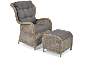Outdoor Armchair with Footstool SONATA, grey
