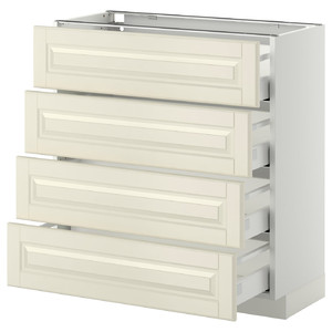 METOD / MAXIMERA Base cab 4 frnts/4 drawers, white, Bodbyn off-white, 80x37 cm