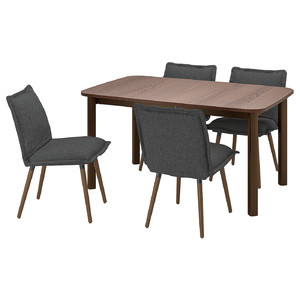 STRANDTORP / KLINTEN Table and 4 chairs, brown/Kilanda dark grey, 150/205/260x95 cm
