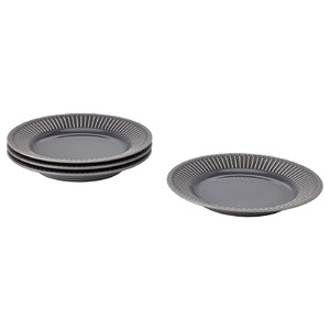 STRIMMIG Side plate, stoneware grey, 21 cm, 4 pack