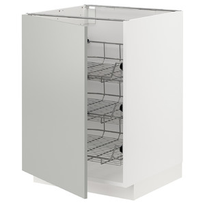 METOD Base cabinet with wire baskets, white/Havstorp light grey, 60x60 cm