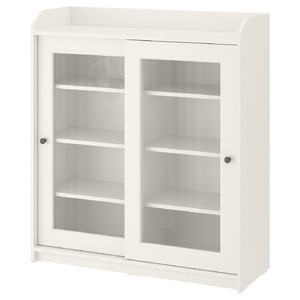 HAUGA Glass-door cabinet, white, 105x116 cm