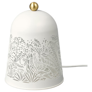 SOLSKUR LED table lamp, white, brass-colour