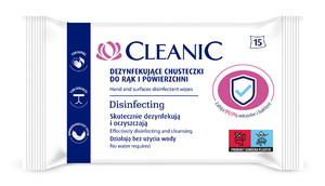 Cleanic Hand & Surfaces Disinfectant Wipes Big Size Antibaterial 15pcs
