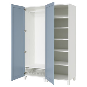 PLATSA Wardrobe with 2 doors, white/Sannidal blue, 120x57x191 cm