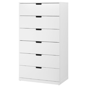 NORDLI Chest of 6 drawers, white, 80x145 cm