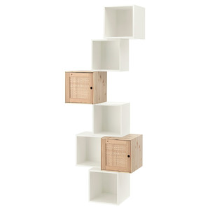 EKET / VÄLJARE Wall-mounted cabinet combination, white/pine, 80x35x210 cm