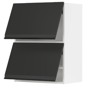 METOD Wall cabinet horizontal w 2 doors, white/Upplöv matt anthracite, 60x80 cm