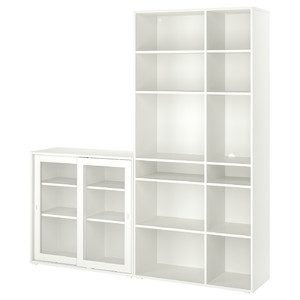 VIHALS Storage combination w glass doors, white/clear glass, 190x37x200 cm