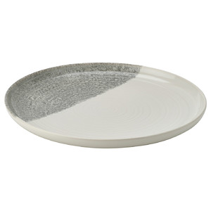 KRUSTISTEL Plate, patterned/grey, 25 cm