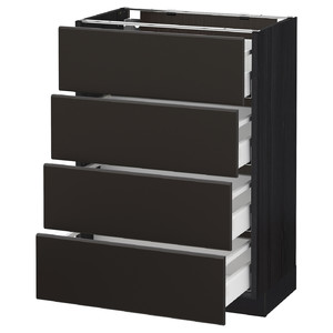 METOD / MAXIMERA Base cab 4 frnts/4 drawers, black/Kungsback anthracite, 60x37 cm