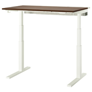 MITTZON Desk sit/stand, electric walnut veneer/white, 120x80 cm