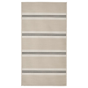 VIRKLUND Rug flatwoven, in/outdoor, white/beige/dark grey, 80x150 cm