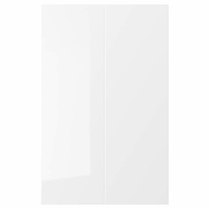 RINGHULT 2-p door f corner base cabinet set, high-gloss white, 25x80 cm