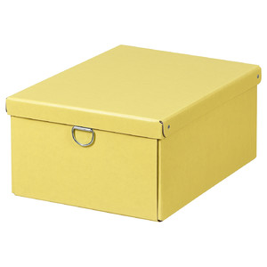 NIMM Storage box with lid, yellow, 25x35x15 cm