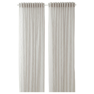 GLESGRÖE Sheer curtains, 1 pair, grey, 145x300 cm