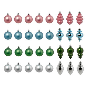 VINTERFINT Tree ornament set of 32, bauble mixed shapes/mixed colours