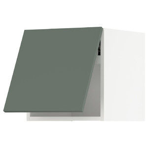 METOD Wall cabinet horizontal w push-open, white/Bodarp grey-green, 40x40 cm