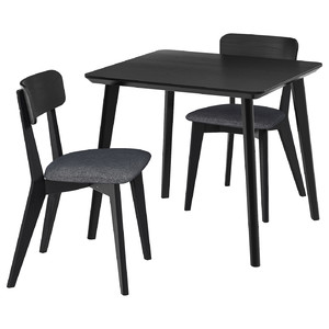 LISABO / LISABO Table and 2 chairs, black/Tallmyra black/grey, 88x78 cm