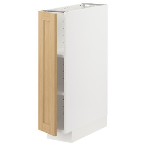 METOD Base cabinet with shelves, white/Forsbacka oak, 20x60 cm