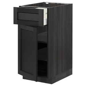METOD / MAXIMERA Base cabinet with drawer/door, black/Lerhyttan black stained, 40x60 cm
