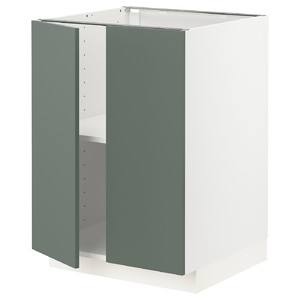 METOD Base cabinet with shelves/2 doors, white/Bodarp grey-green, 60x60 cm