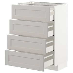 METOD/MAXIMERA Base cab 4 frnts/4 drawers, white/Lerhyttan light grey, 60x39.5x88 cm