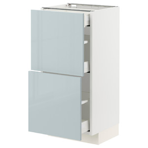 METOD / MAXIMERA Base cab with 2 fronts/3 drawers, white/Kallarp light grey-blue, 40x37 cm