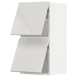 METOD Wall cab horizo 2 doors w push-open, white/Ringhult light grey, 40x80 cm